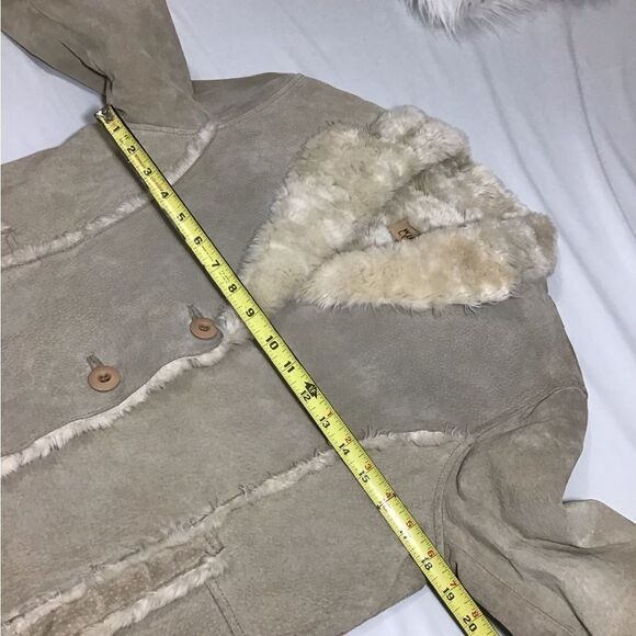 Wilsons Leather Penny Lane Style Suede Faux Fur Trim Coat Size Large - Picture 11 of 14